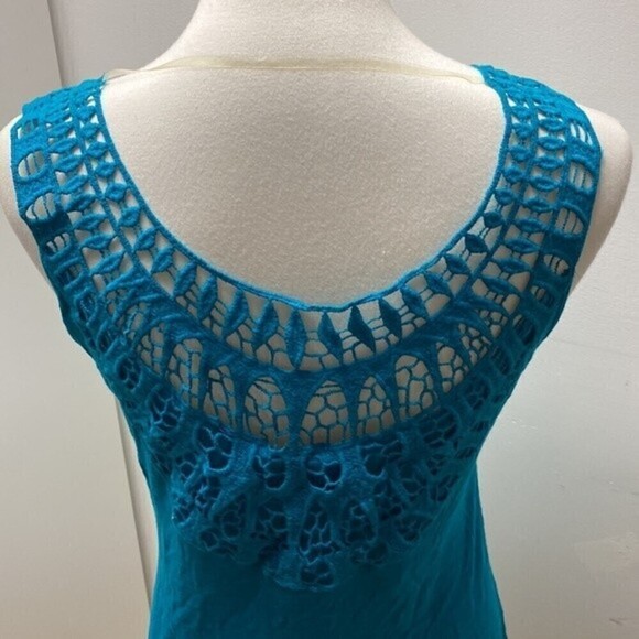 Cable & Gauge Crochet Tank - Deep Aqua - Picture 5 of 8